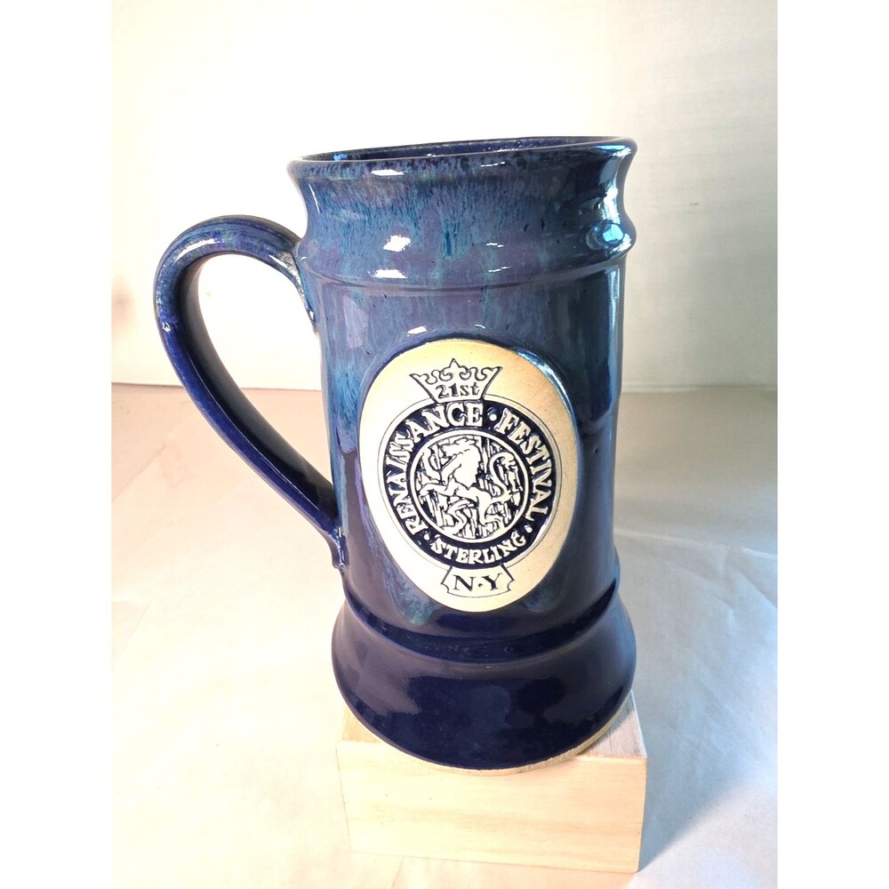 Vtg 1997 Renaissance Festival Sterling NY Handmade Stein Mug Stoneware 24oz